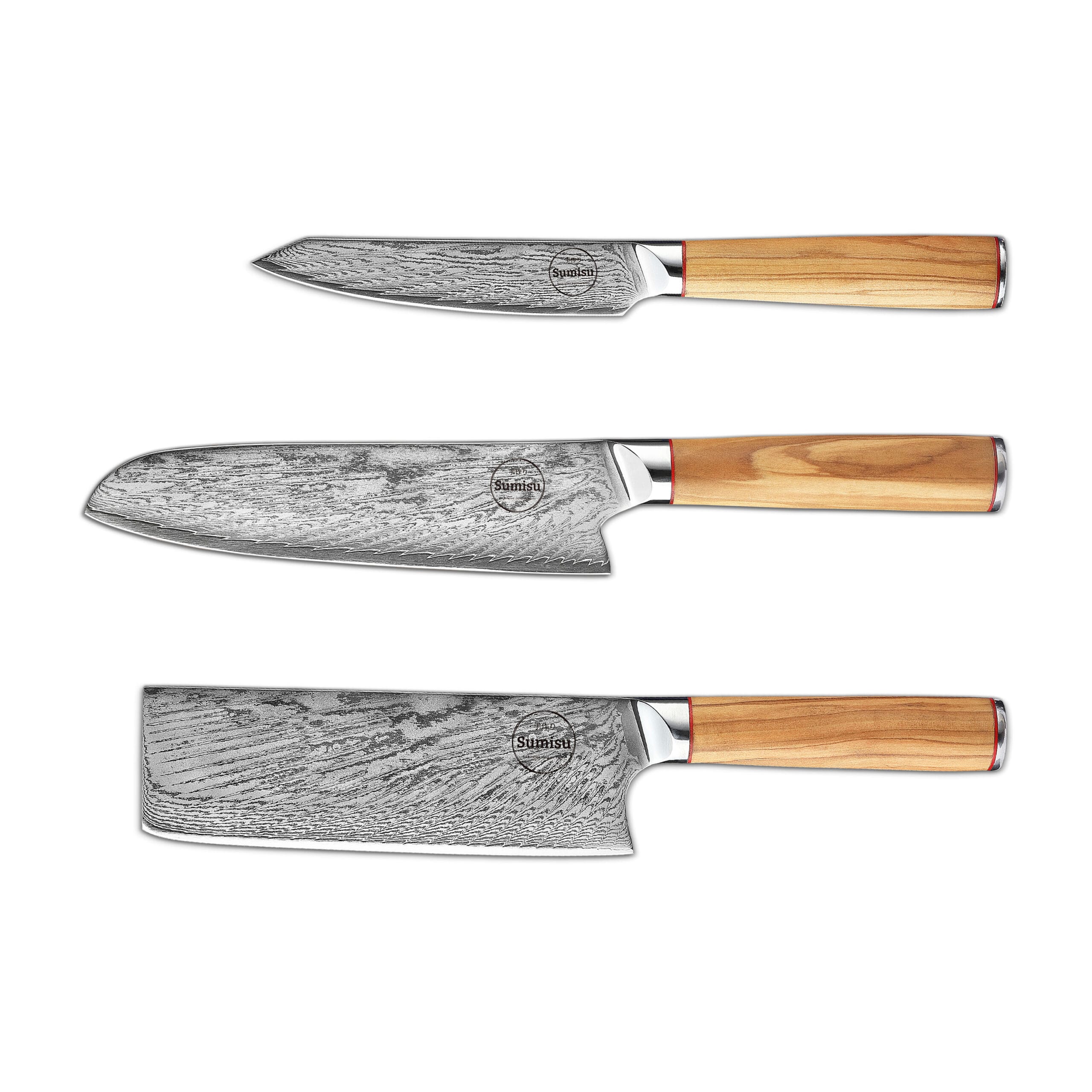 Sumisu Knives 3-delig Wood - hobbykok liggend Sumisu Knives 3-delig Wood - hobbykok liggend