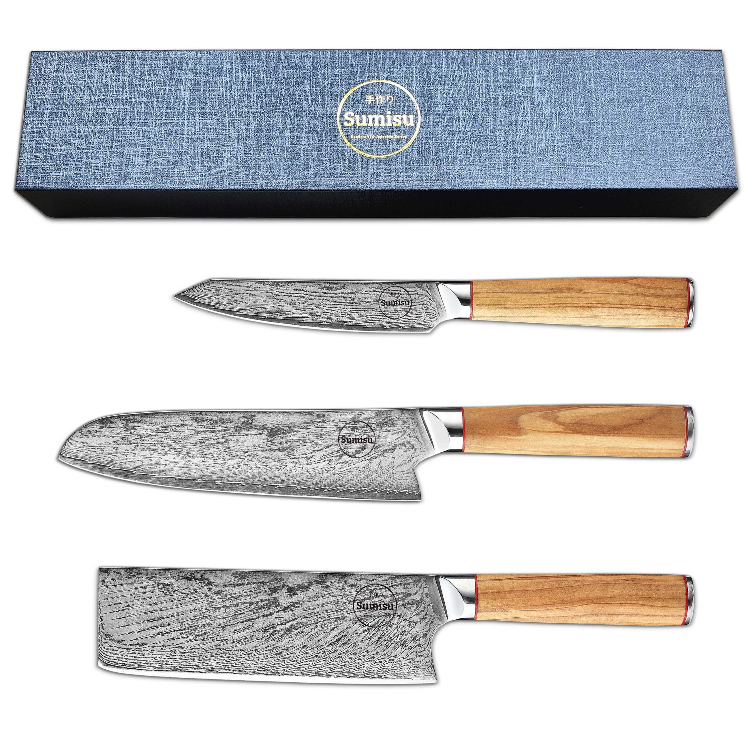 Sumisu Knives 3-delig Wood - hobbykok met verpakking Sumisu Knives 3-delig Wood - hobbykok met verpakking