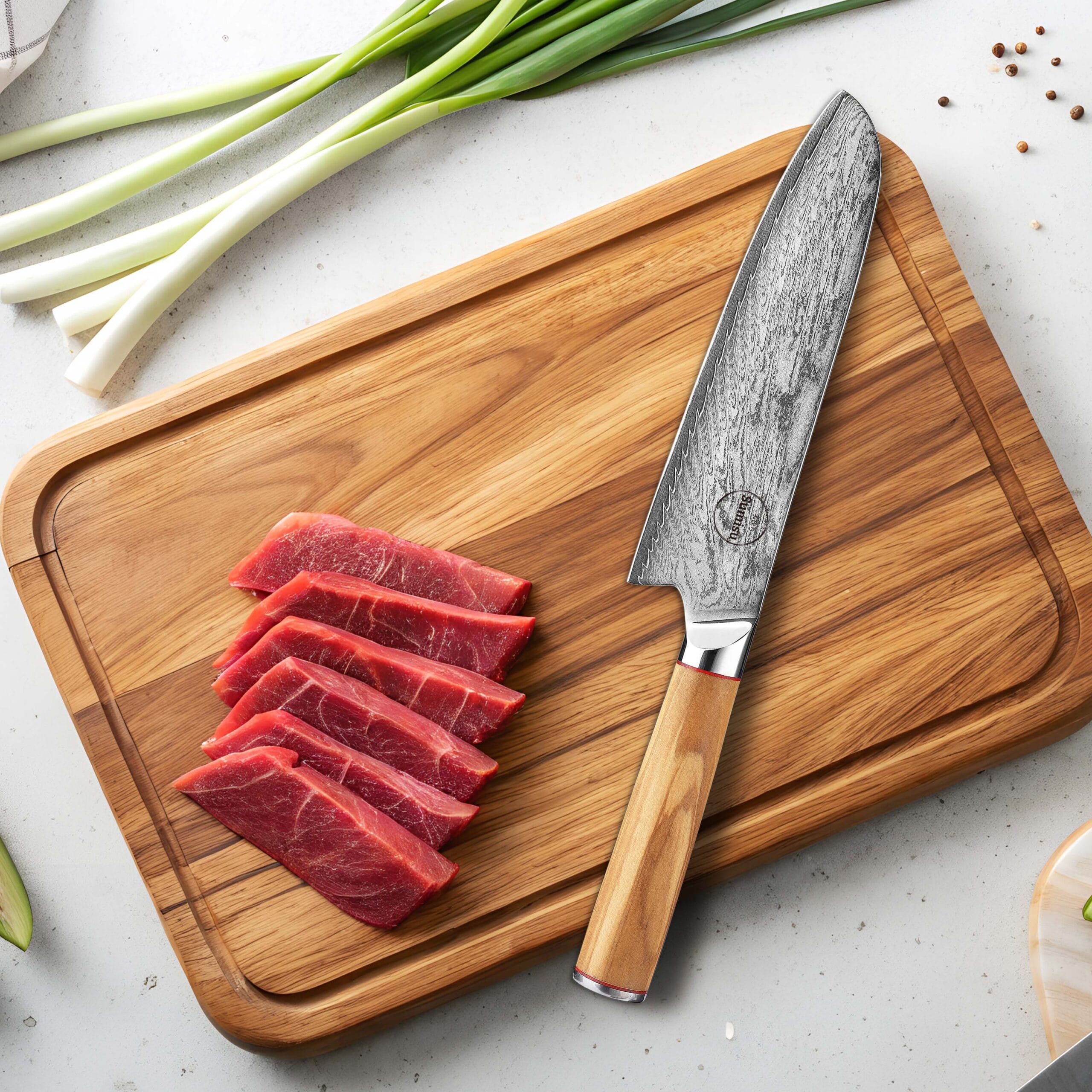 Sumisu Knives Santoku Wood op snijplank