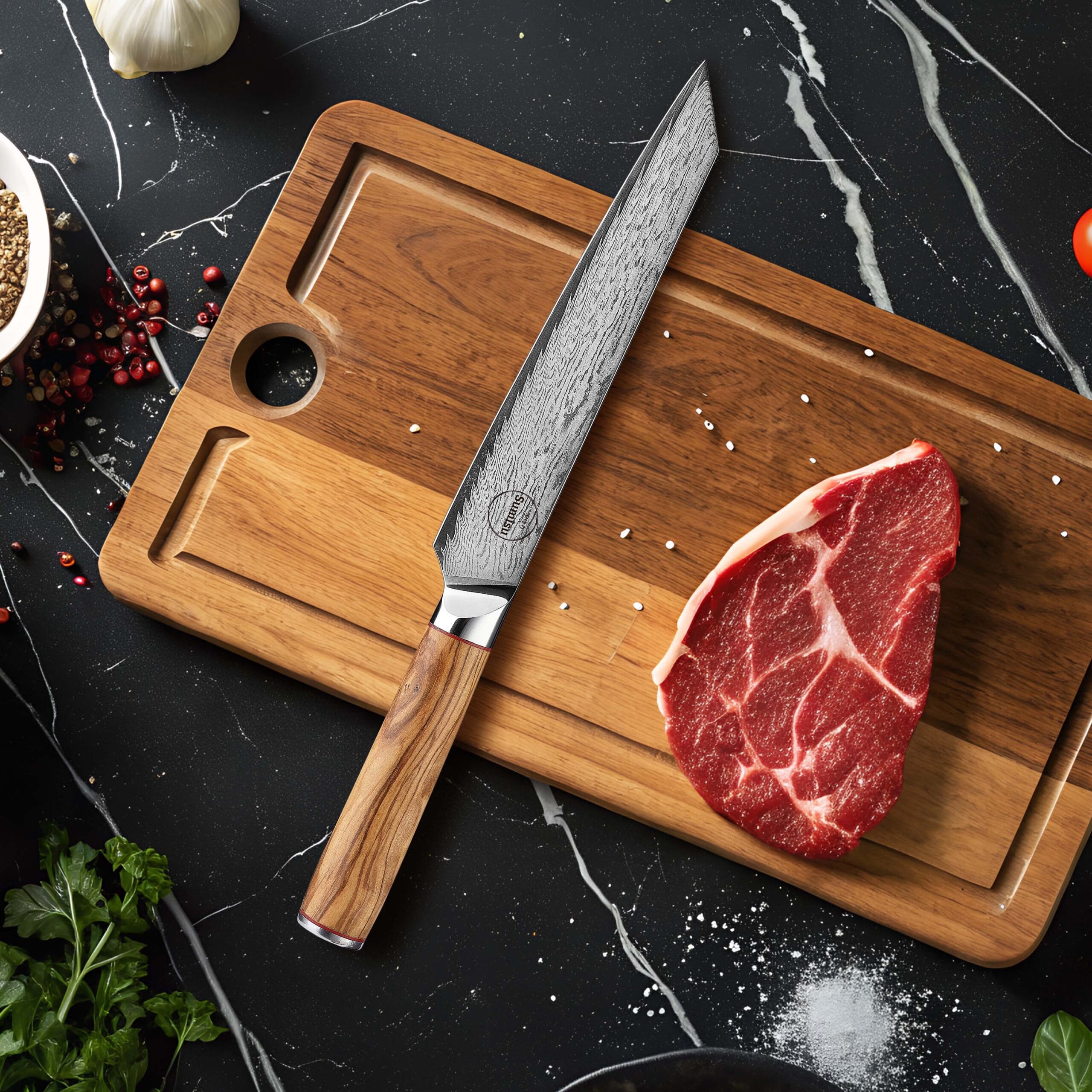 Sumisu Knives Yanagiba Wood op snijplank